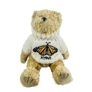 Unipak Teddy Bear Brown Fluffy  Plush Stuffed Animal Toy Nice Butterfly SWEATER